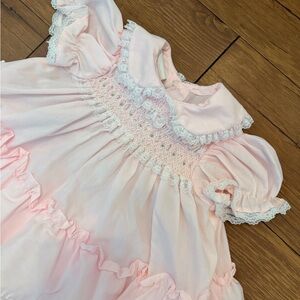 Classic Baby Pink Smocked Puff-Sleeve Dress - Kids Dresses